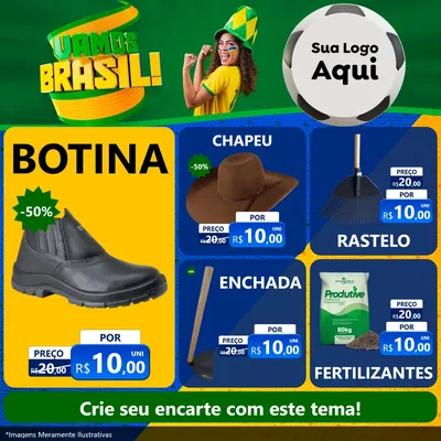 Modelo de Rede Social para Feed Facebook com o tema Vamos Brasil - Copa para Agropecuária