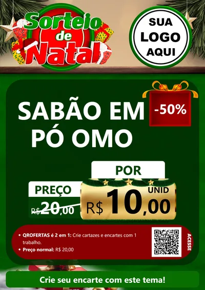 Modelo de Cartaz para Cartaz A4 Vertical com o tema Sorteio de Natal para Produtos de Limpeza