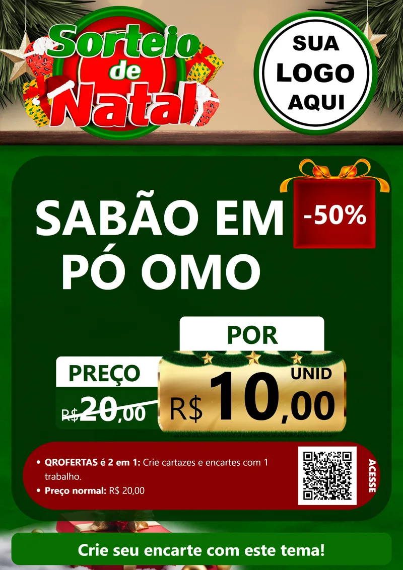 Modelo de Cartaz para Cartaz A4 Vertical com o tema Sorteio de Natal para Produtos de Limpeza