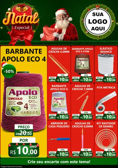 Modelo de Encarte para Encarte A4 Vertical com o tema Natal Especial para Armarinho e Aviamentos