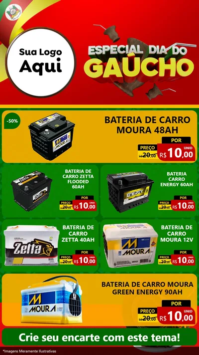 Modelo de TV para TV Vertical com o tema Especial Dia do Gaúcho para Baterias Elétricas