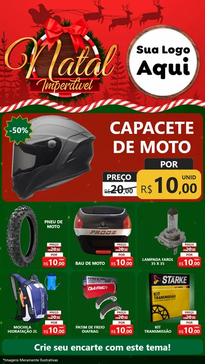 Modelo de Rede Social para Stories com o tema Natal Imperdível para Moto peças