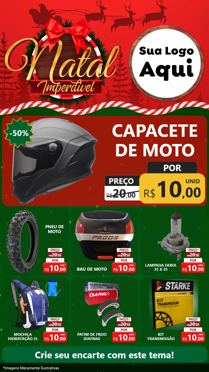 Modelo de Rede Social para Stories com o tema Natal Imperdível para Moto peças