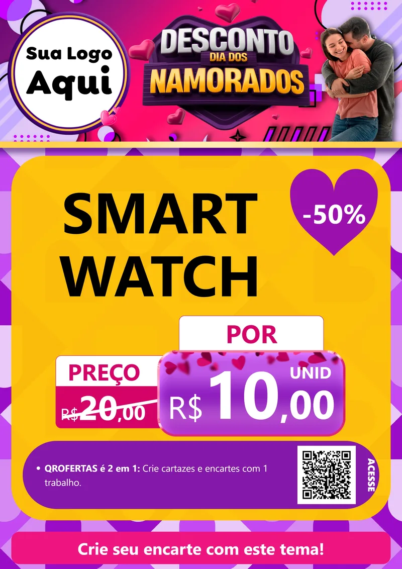 Modelo de Cartaz para Cartaz A4 Vertical com o tema Desconto Dia dos Namorados para Informática
