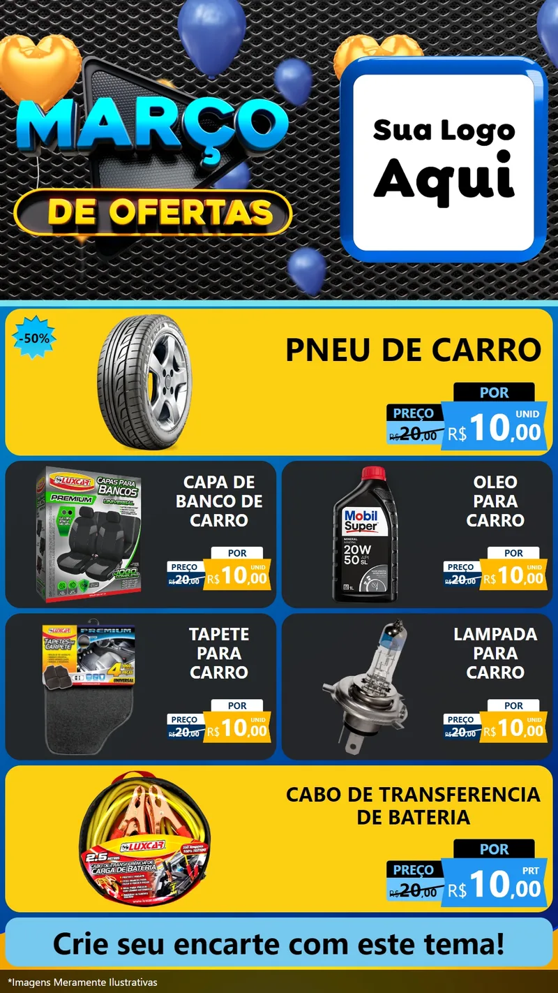 Modelo de TV para TV Vertical com o tema Março de Ofertas para Auto peças