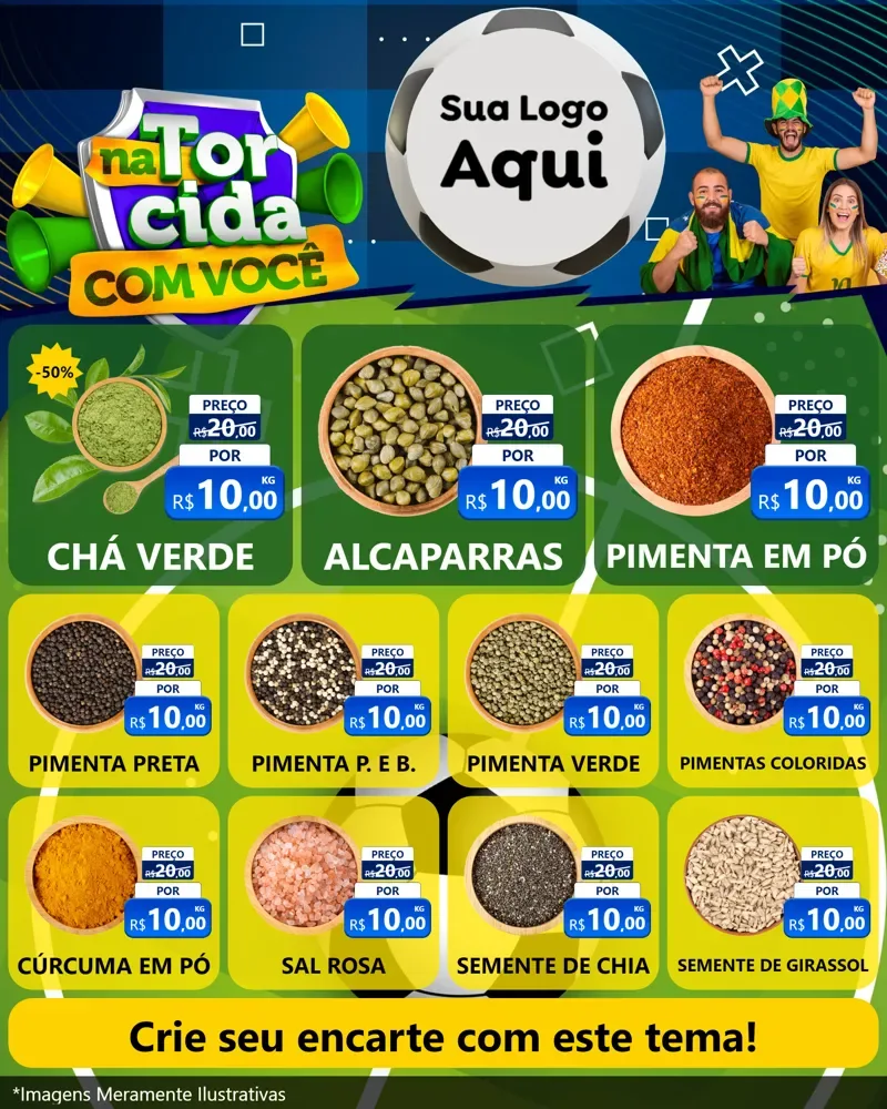 Modelo de Rede Social para Feed Instagram com o tema Na Torcida Com Você - Copa para Produtos Naturais