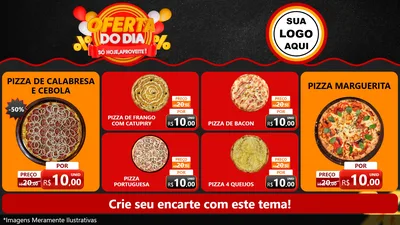 Modelo de TV para TV Horizontal com o tema Oferta do Dia - Só hoje, Aproveite! para Pizzaria