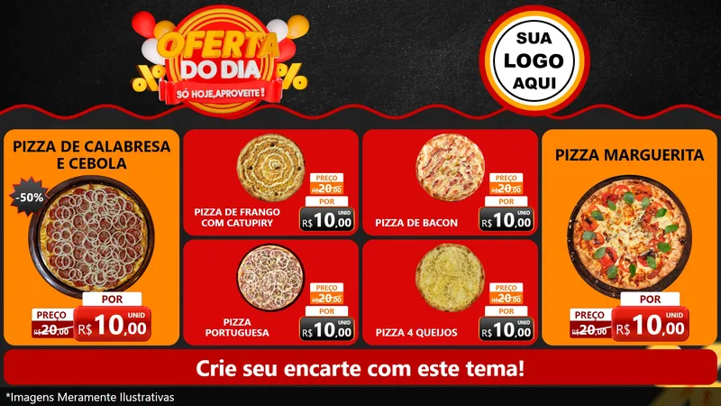 Modelo de TV para TV Horizontal com o tema Oferta do Dia - Só hoje, Aproveite! para Pizzaria
