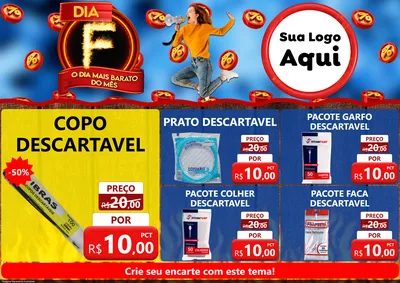 Modelo de Encarte para Encarte A4 Horizontal com o tema Dia F - O Dia Mais Barato Do Mês para Embalagens