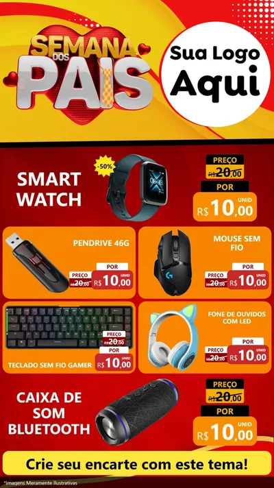 Modelo de TV para TV Vertical com o tema Semana Dos Pais para Informática