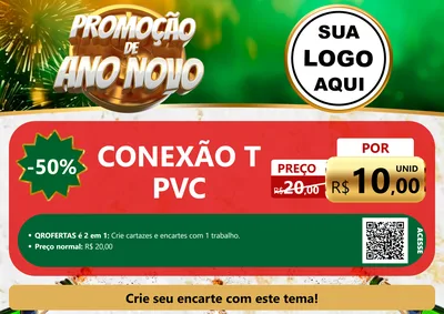 Modelo de Cartaz para Cartaz A4 Horizontal com o tema Promoção de Ano Novo para Tubos e conexões