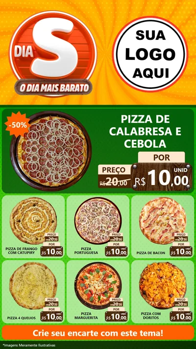 Modelo de Rede Social para Stories com o tema Dia S - O Dia Mais Barato para Pizzaria