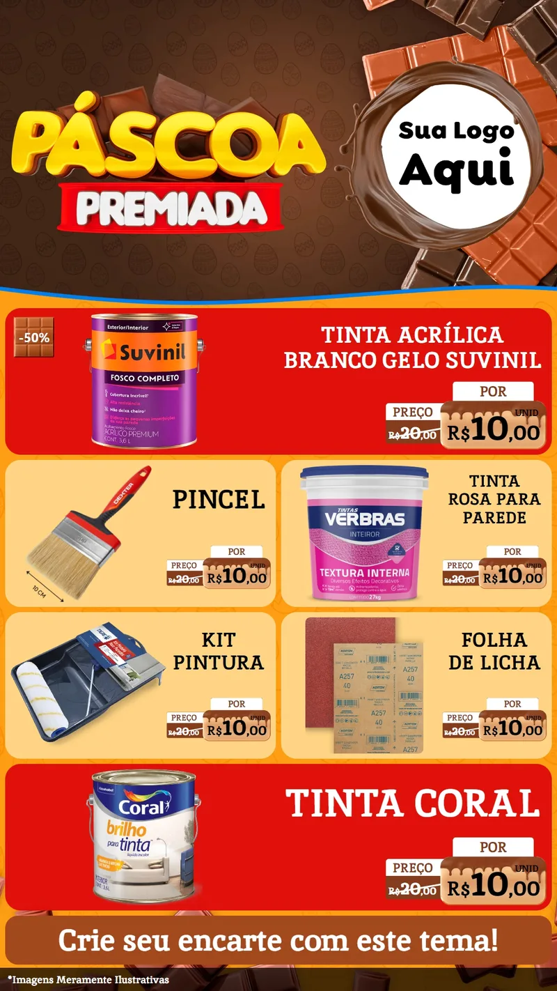 Modelo de TV para TV Vertical com o tema Páscoa Premiada para Tintas e Ferramentas