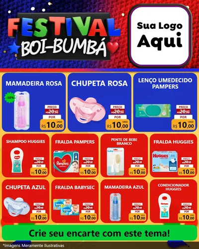 Modelo de Rede Social para Feed Instagram com o tema Festival Boi-Bumbá para Bebês