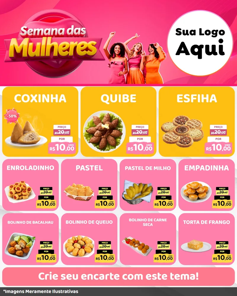 Modelo de Rede Social para Feed Instagram com o tema Semana das Mulheres para Salgadaria