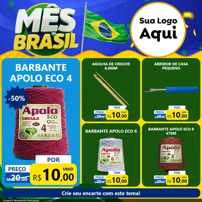 Modelo de Rede Social para Feed Facebook com o tema Mês do Brasil para Armarinho e Aviamentos
