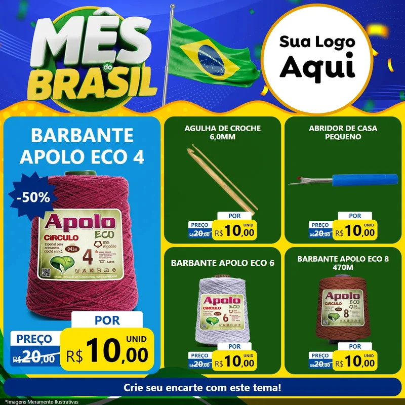 Modelo de Rede Social para Feed Facebook com o tema Mês do Brasil para Armarinho e Aviamentos