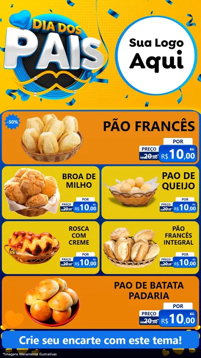 Modelo de TV para TV Vertical com o tema Dia dos Pais para Padaria