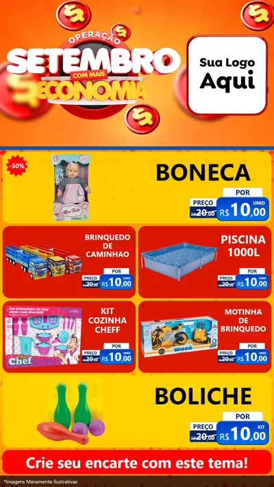 Modelo de TV para TV Vertical com o tema Operação Setembro Com Muita Economia para Brinquedos