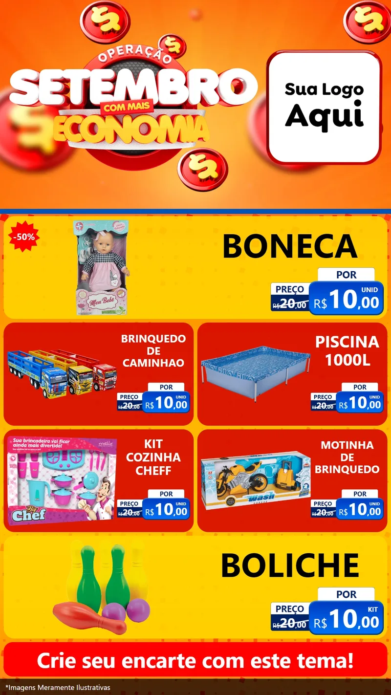 Modelo de TV para TV Vertical com o tema Operação Setembro Com Muita Economia para Brinquedos