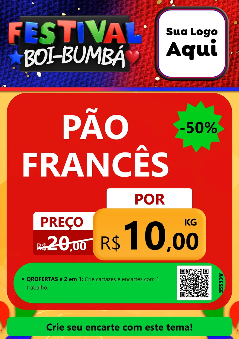 Modelo de Cartaz para Cartaz A4 Vertical com o tema Festival Boi-Bumbá para Padaria