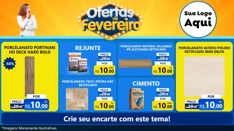 Modelo de TV para TV Horizontal com o tema Ofertas de Fevereiro para Pisos e revestimentos