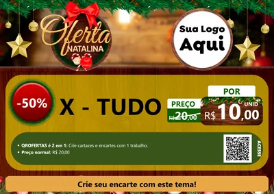 Modelo de Cartaz para Cartaz A4 Horizontal com o tema Ofertas Natalina para Hamburgueria