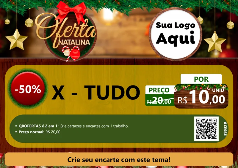 Modelo de Cartaz para Cartaz A4 Horizontal com o tema Ofertas Natalina para Hamburgueria