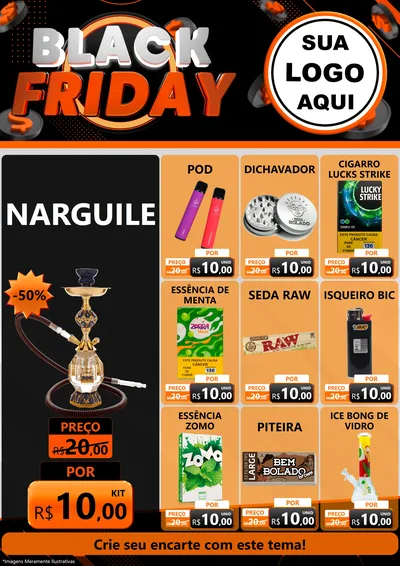 Modelo de Encarte para Encarte A4 Vertical com o tema Black Friday para Tabacaria