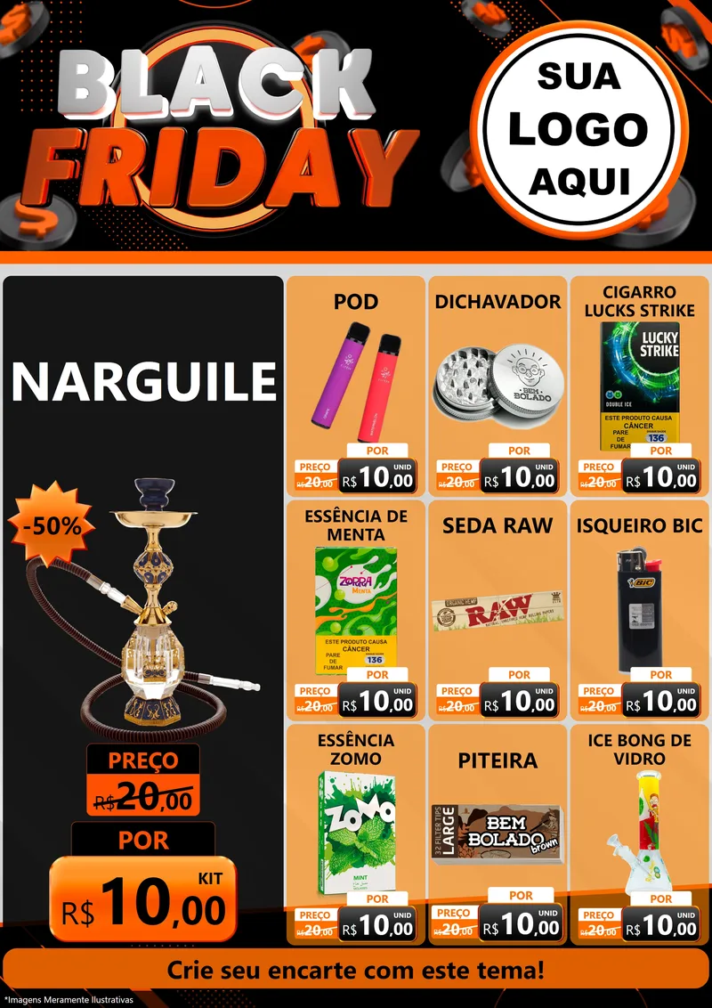Modelo de Encarte para Encarte A4 Vertical com o tema Black Friday para Tabacaria