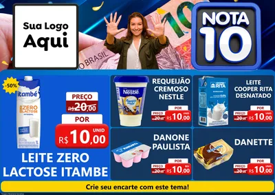 Modelo de Encarte para Encarte A4 Horizontal com o tema Nota 10 para Frios e Laticínios