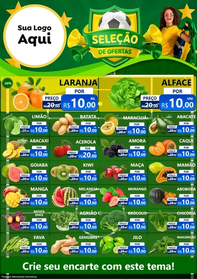 Modelo de Encarte para Encarte A4 Vertical com o tema Seleção de Ofertas - Copa para Hortifrúti