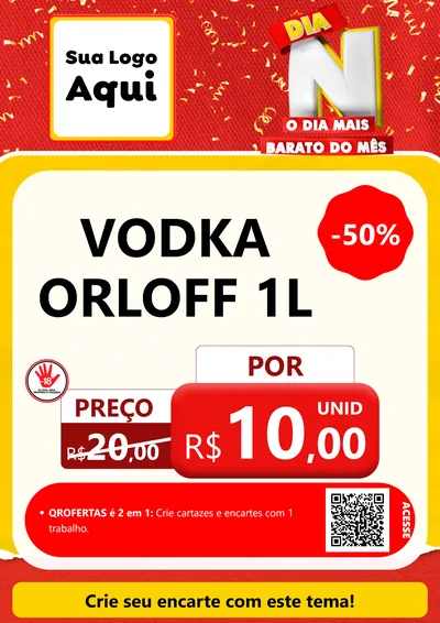 Modelo de Cartaz para Cartaz A4 Vertical com o tema Dia N o Dia Mais Barato do Mês para Distribuidora de bebidas