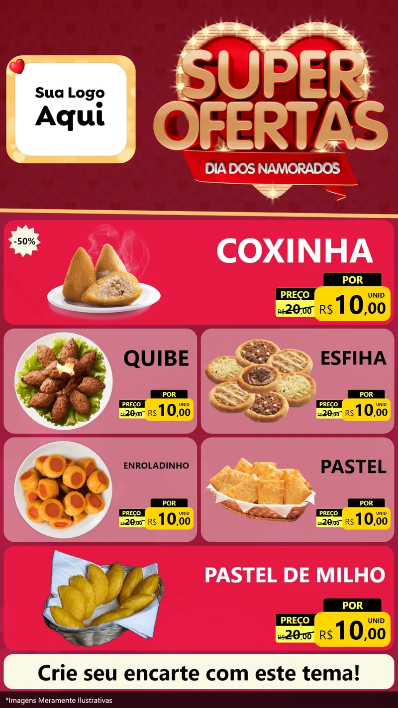 Modelo de TV para TV Vertical com o tema Dia dos Namorados para Salgadaria