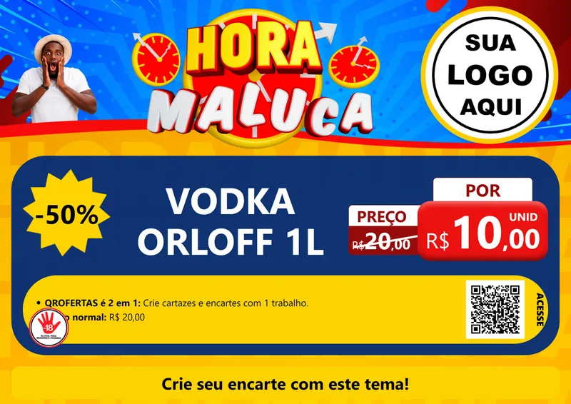 Modelo de Cartaz para Cartaz A4 Horizontal com o tema Hora Maluca para Distribuidora de bebidas
