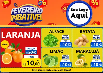 Modelo de Encarte para Encarte A4 Horizontal com o tema Fevereiro Imbatível para Hortifrúti