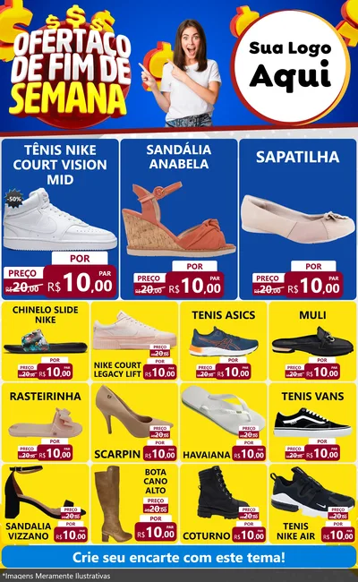Modelo de Encarte para Encarte Grande com o tema Ofertaço de Fim de Semana para Calçados