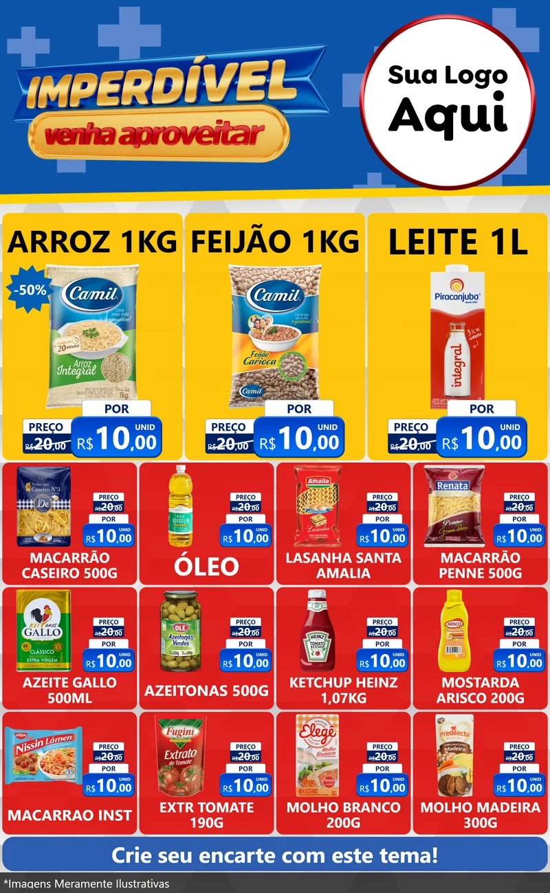 Modelo de Encarte para Encarte Grande com o tema Imperdível para Supermercado