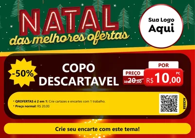 Modelo de Cartaz para Cartaz A4 Horizontal com o tema Natal das Melhores Ofertas para Embalagens