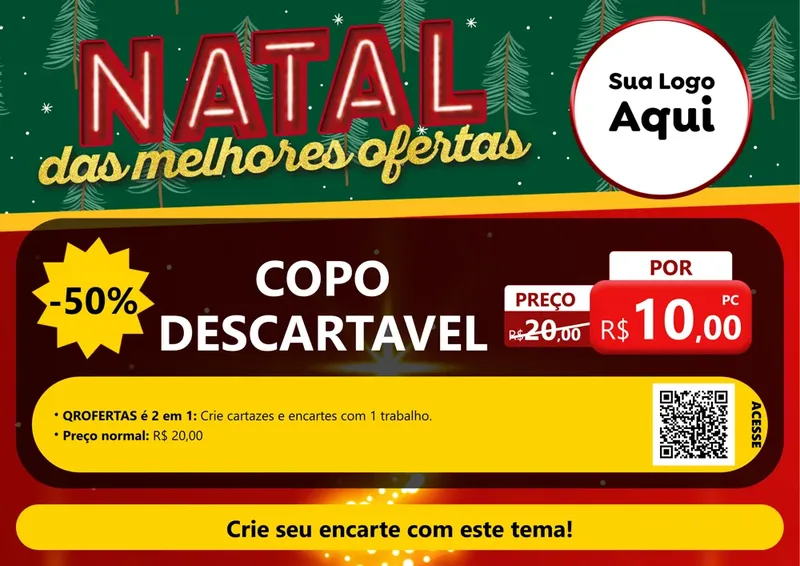 Modelo de Cartaz para Cartaz A4 Horizontal com o tema Natal das Melhores Ofertas para Embalagens
