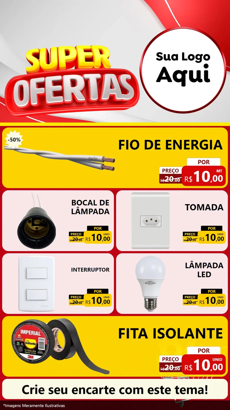 Modelo de TV para TV Vertical com o tema Super Ofertas para Materiais Elétricos