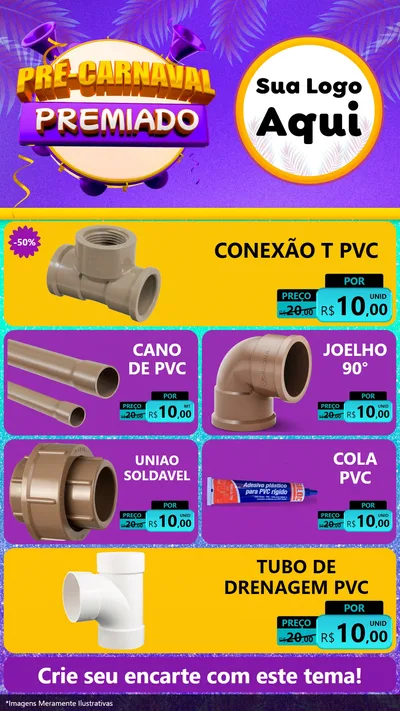 Modelo de TV para TV Vertical com o tema Pré-Carnaval Premiado para Tubos e conexões