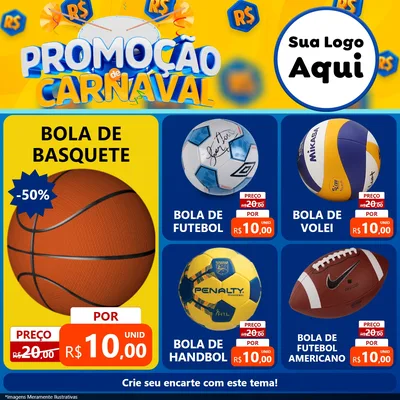Modelo de Rede Social para Feed Facebook com o tema Promoção de Carnaval para Artigos Esportivos