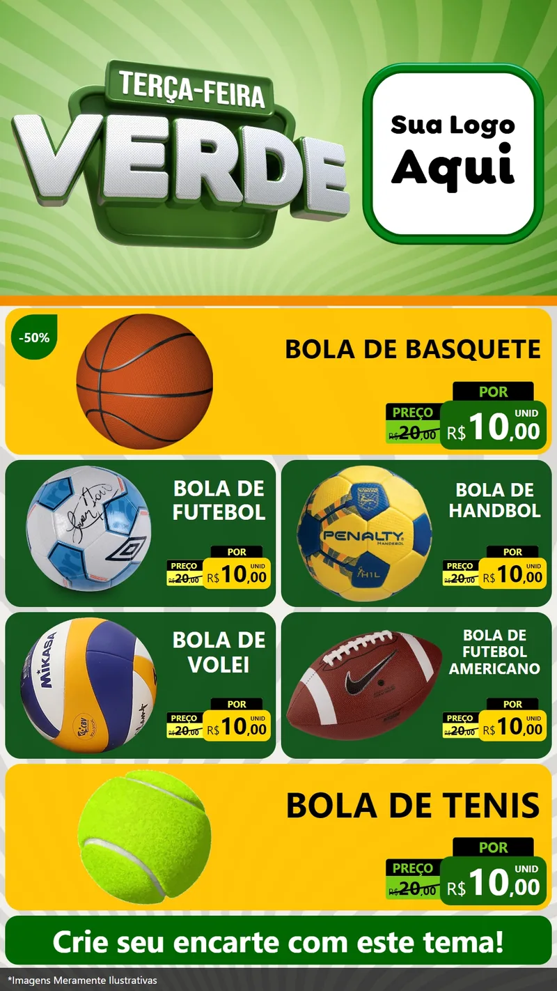 Modelo de TV para TV Vertical com o tema Terça - Feira Verde para Artigos Esportivos