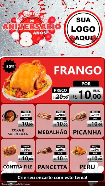 Modelo de Rede Social para Stories com o tema Promoção de Aniversário - 8 Anos para Assados