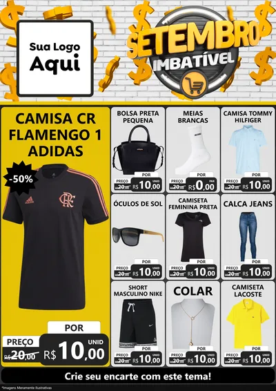 Modelo de Encarte para Encarte A4 Vertical com o tema Setembro Imbatível para Roupas e acessórios