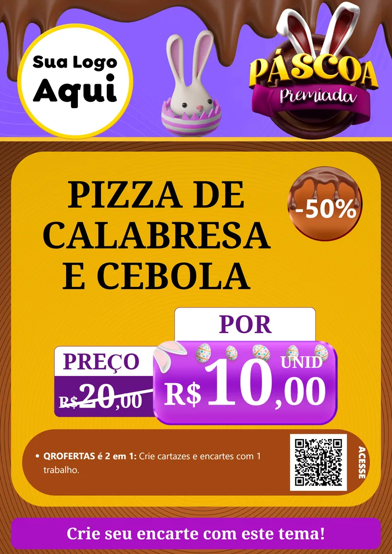 Modelo de Cartaz para Cartaz A4 Vertical com o tema Páscoa Premiada para Pizzaria