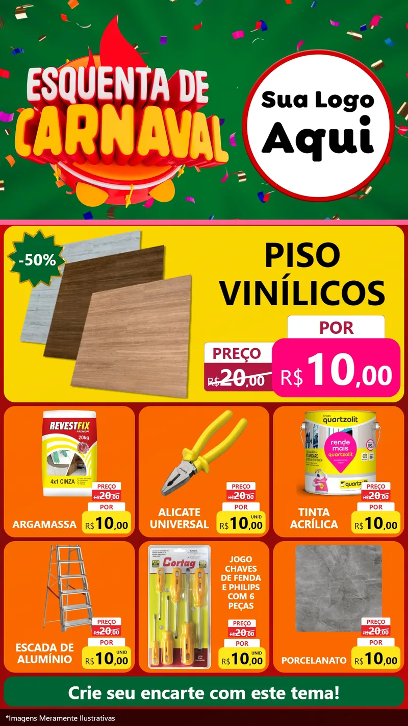 Modelo de Rede Social para Stories com o tema Esquenta de Carnaval para Material para Construção