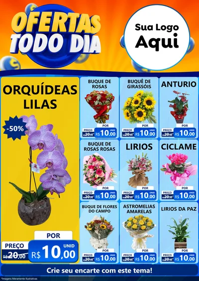 Modelo de Encarte para Encarte A4 Vertical com o tema Ofertas Todo Dia para Floricultura e jardim