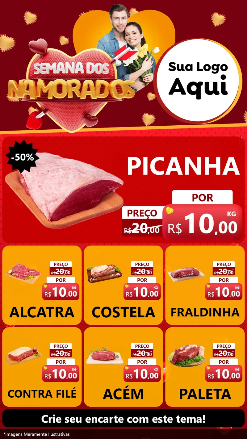 Modelo de Rede Social para Stories com o tema Semana dos Namorados para Açougue